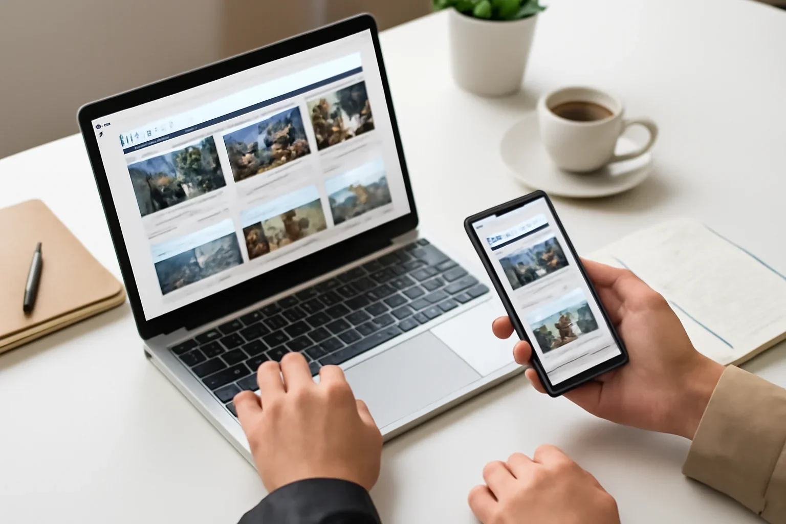Google News Alternatives hero image showing readers comparing google news alternatives options on laptops and phones with editorial notes and clean desk styling