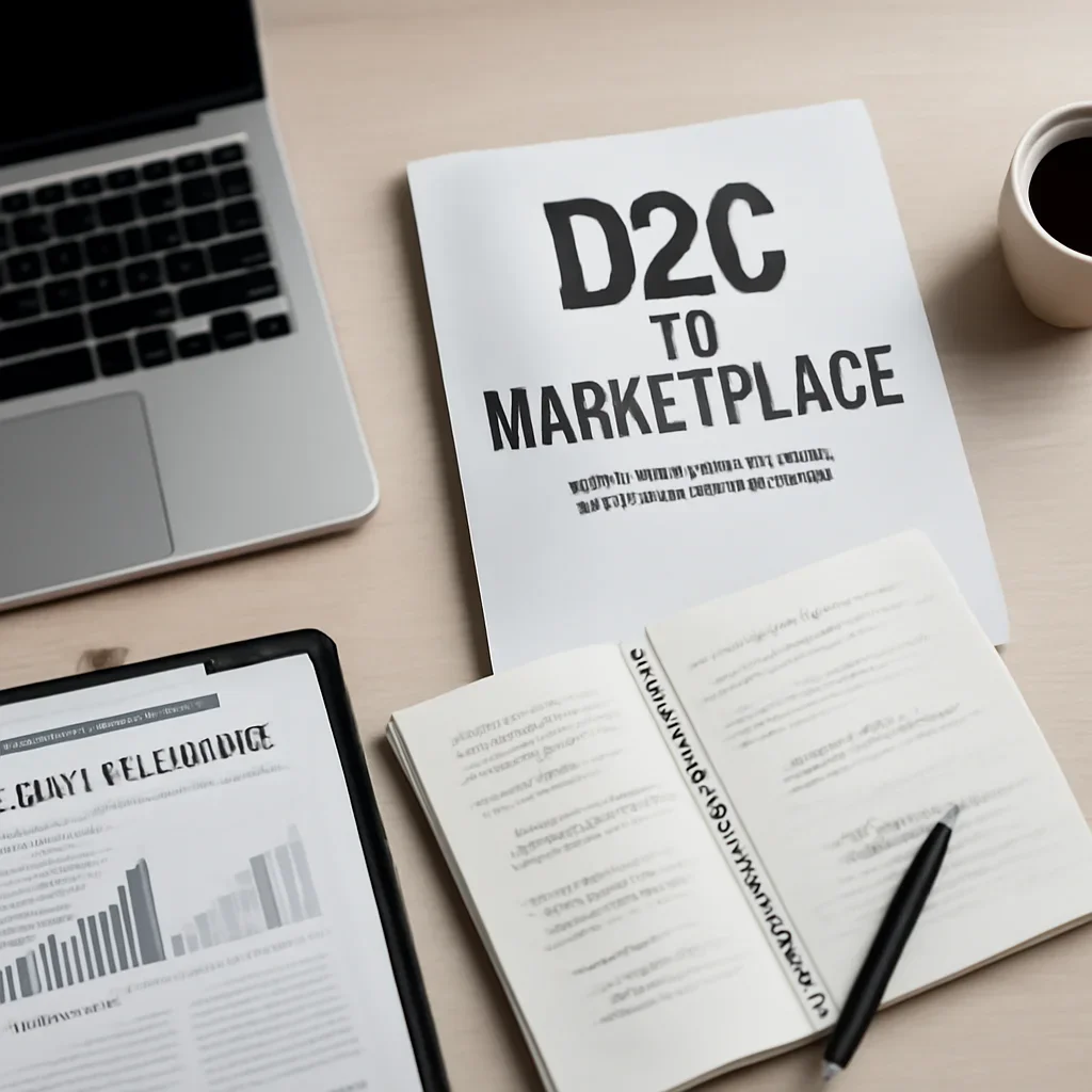 Call-to-action image for D2C vs Marketplace: Where Consumer Brands Win Attention featuring editorial workspace focused on company strategy, earnings, executive moves, policy shifts, and the trends that change how firms grow, with laptops, notes, and clean magazine-style composition, tailored to the article topic 'D2C vs Marketplace: Where Consumer Brands Win Attention'