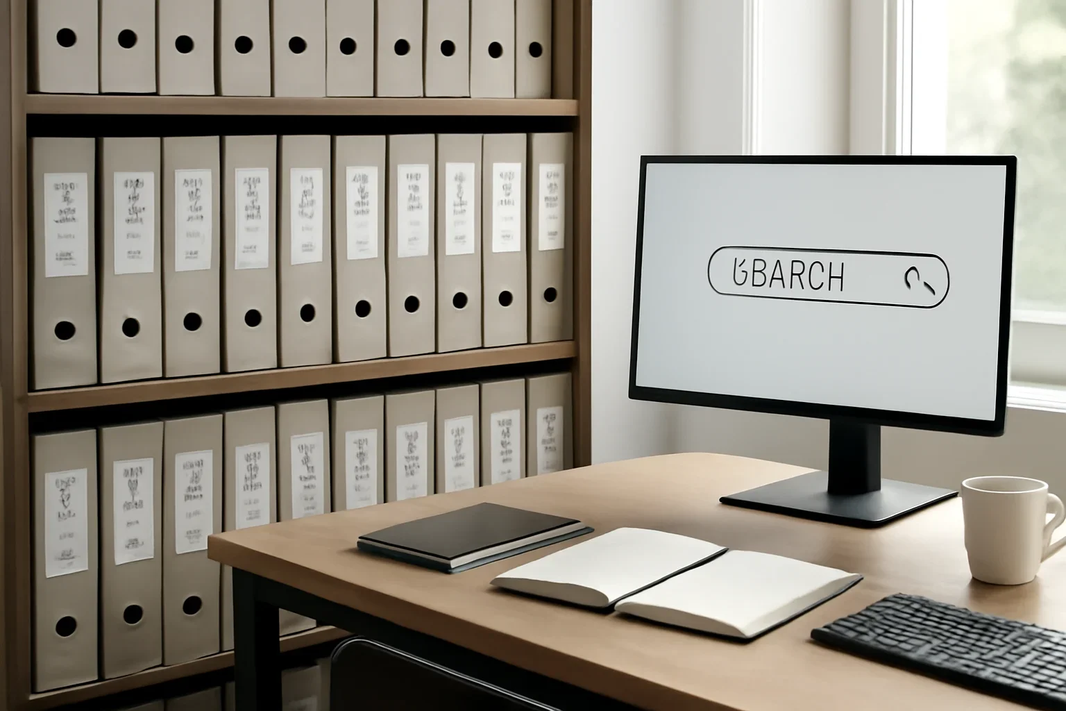 How Publishers Can Turn Archives Into Evergreen Traffic hero image showing archive shelves with labeled issues, notebooks, and a search-focused editorial workspace, tailored to the article topic 'How Publishers Can Turn Archives Into Evergreen Traffic'