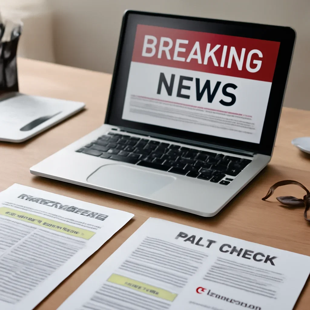 Call-to-action image for How to Verify Breaking News Before You Share It featuring fact-checking workstation with documents, highlighted claims, verification notes, and a clean desk, tailored to the article topic 'How to Verify Breaking News Before You Share It'