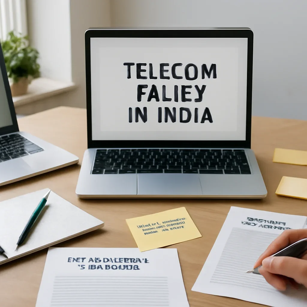 Supporting editorial image for The Beginner's Guide to Following Telecom Policy in India showing editorial workspace focused on government decisions, regulatory moves, institutional debates, and what they mean beyond the official statement, with laptops, notes, and clean magazine-style composition, tailored to the article topic 'The Beginner's Guide to Following Telecom Policy in India'