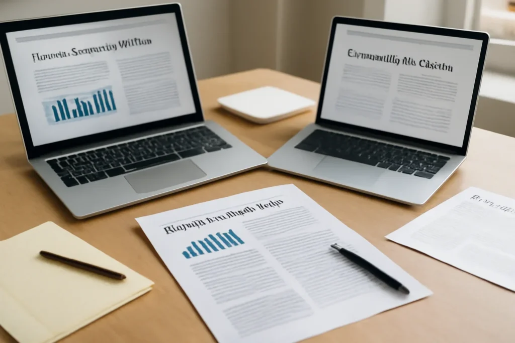 Why Company Profiles Beat One-Off Headlines for SEO hero image showing editorial workspace focused on public and private company profiles, leadership decisions, strategic pivots, and performance context, with laptops, notes, and clean magazine-style composition, tailored to the article topic 'Why Company Profiles Beat One-Off Headlines for SEO'