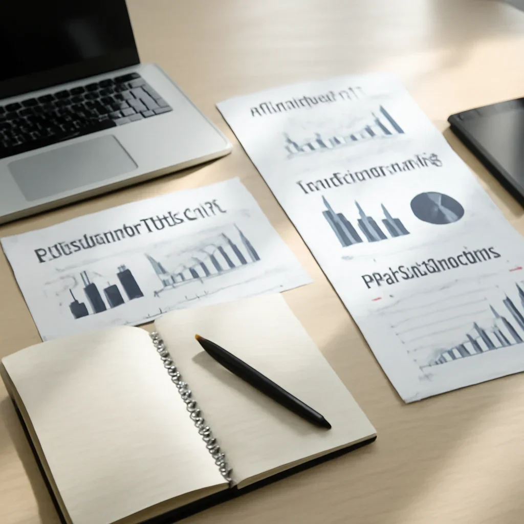 Call-to-action image for Business News featuring editorial workspace focused on company strategy, earnings, executive moves, policy shifts, and the trends that change how firms grow, with laptops, notes, and clean magazine-style composition