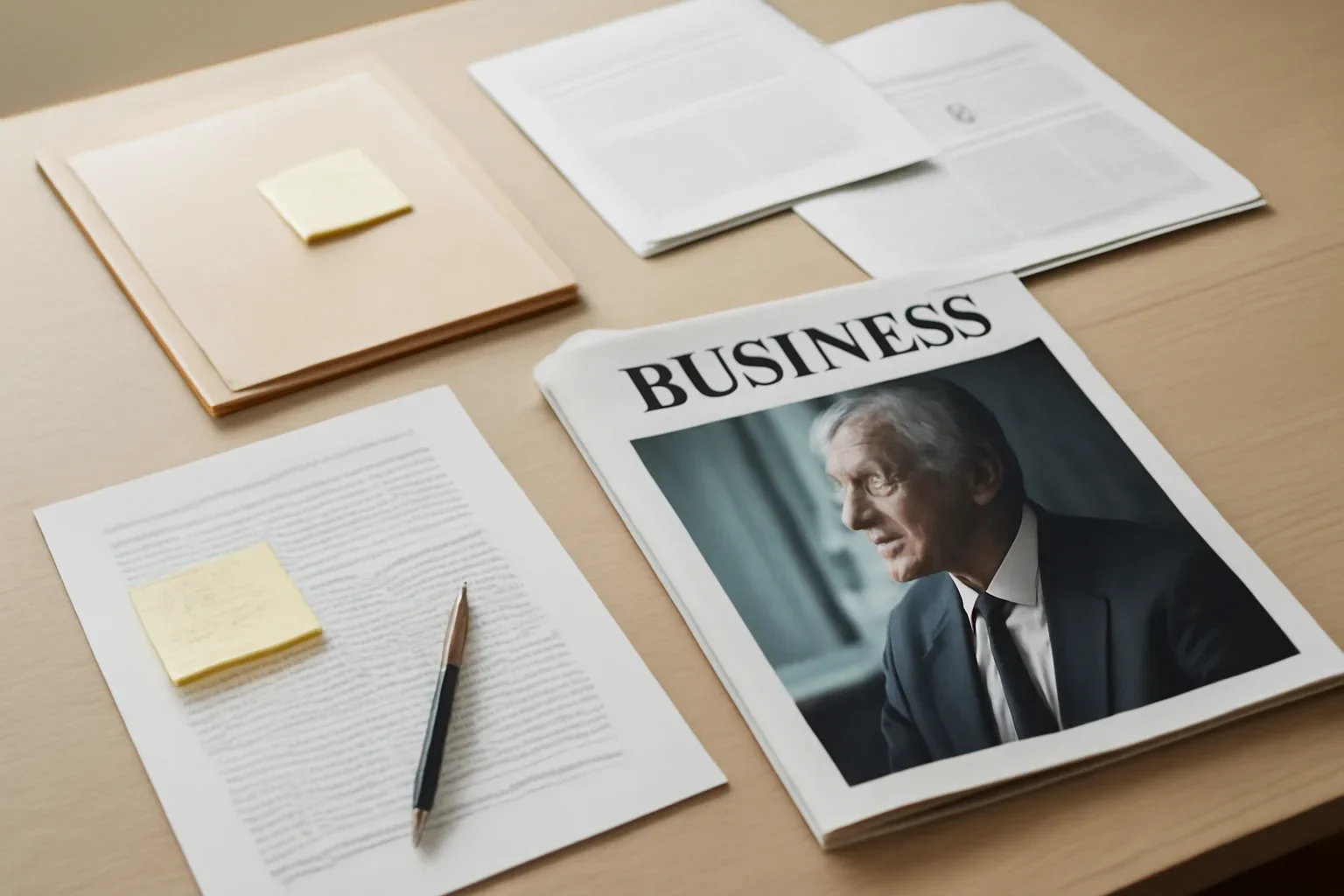 Legacy Business Category hero image showing archived editorial materials related to legacy business category, with documents, notes, and a magazine-style desk