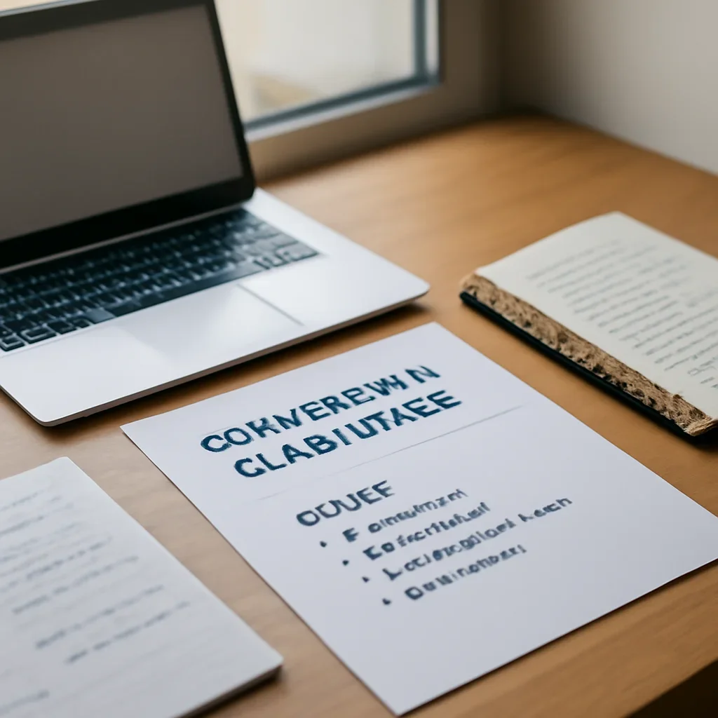 Call-to-action image for Community Guidelines featuring community moderation desk with discussion notes, laptop, and civility guidelines