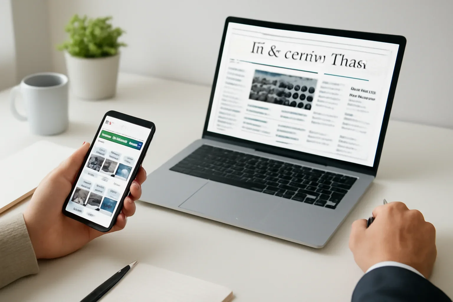 Moneycontrol vs Economic Times hero image showing readers comparing moneycontrol vs economic times options on laptops and phones with editorial notes and clean desk styling