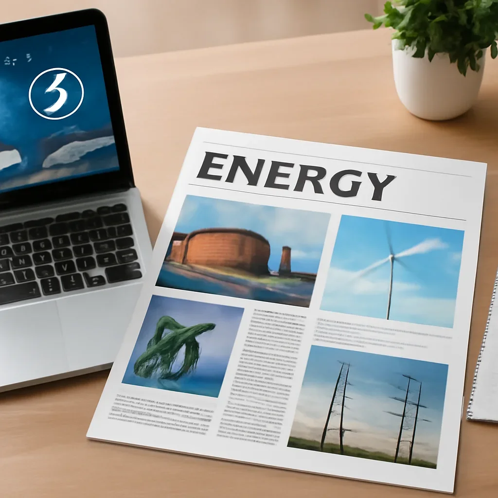Context image for Energy News featuring editorial workspace focused on power, fuel, transition, infrastructure, and the policies changing how energy markets evolve, with laptops, notes, and clean magazine-style composition