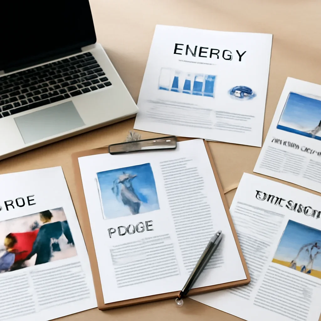 Supporting editorial image for Energy News showing editorial workspace focused on power, fuel, transition, infrastructure, and the policies changing how energy markets evolve, with laptops, notes, and clean magazine-style composition