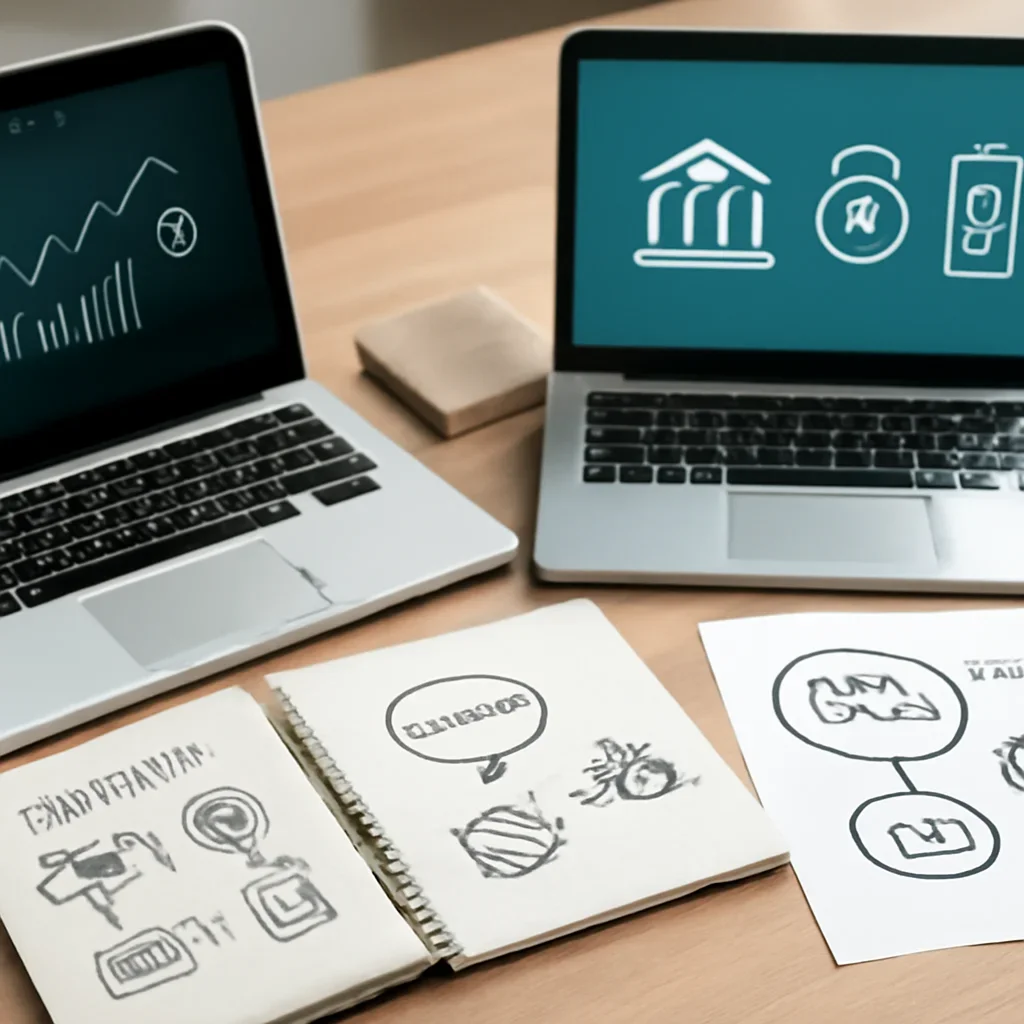 Supporting editorial image for Fintech News showing editorial workspace focused on payments, lending, digital banking, insurance technology, and the startups reshaping money movement, with laptops, notes, and clean magazine-style composition