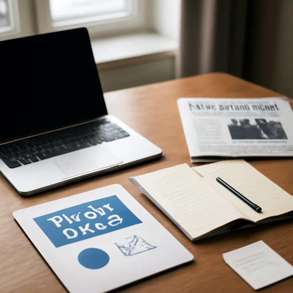 Call-to-action image for For Founders featuring startup founder workspace with pitch deck, laptop, product notes, and business press
