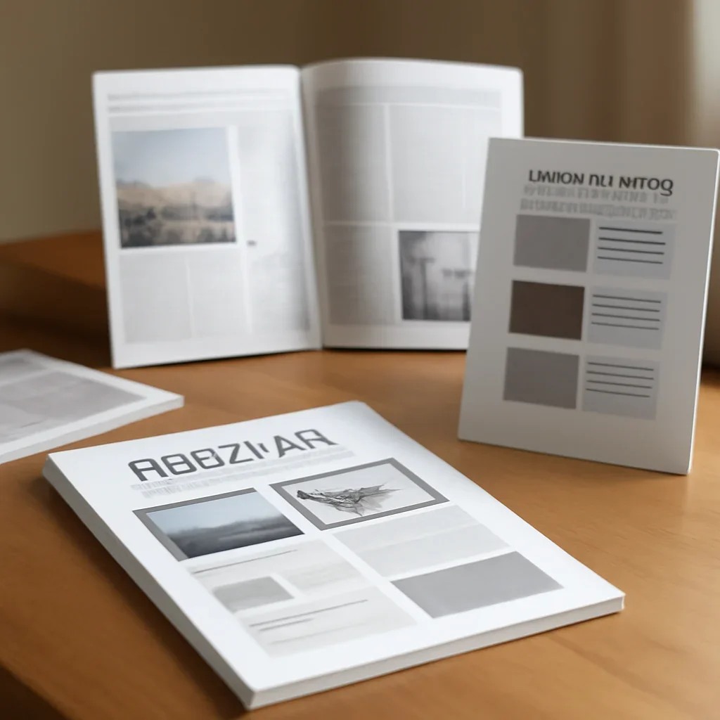Supporting editorial image for Media Kit showing media kit presentation desk with placement mockups, sponsorship plans, and editorial layouts