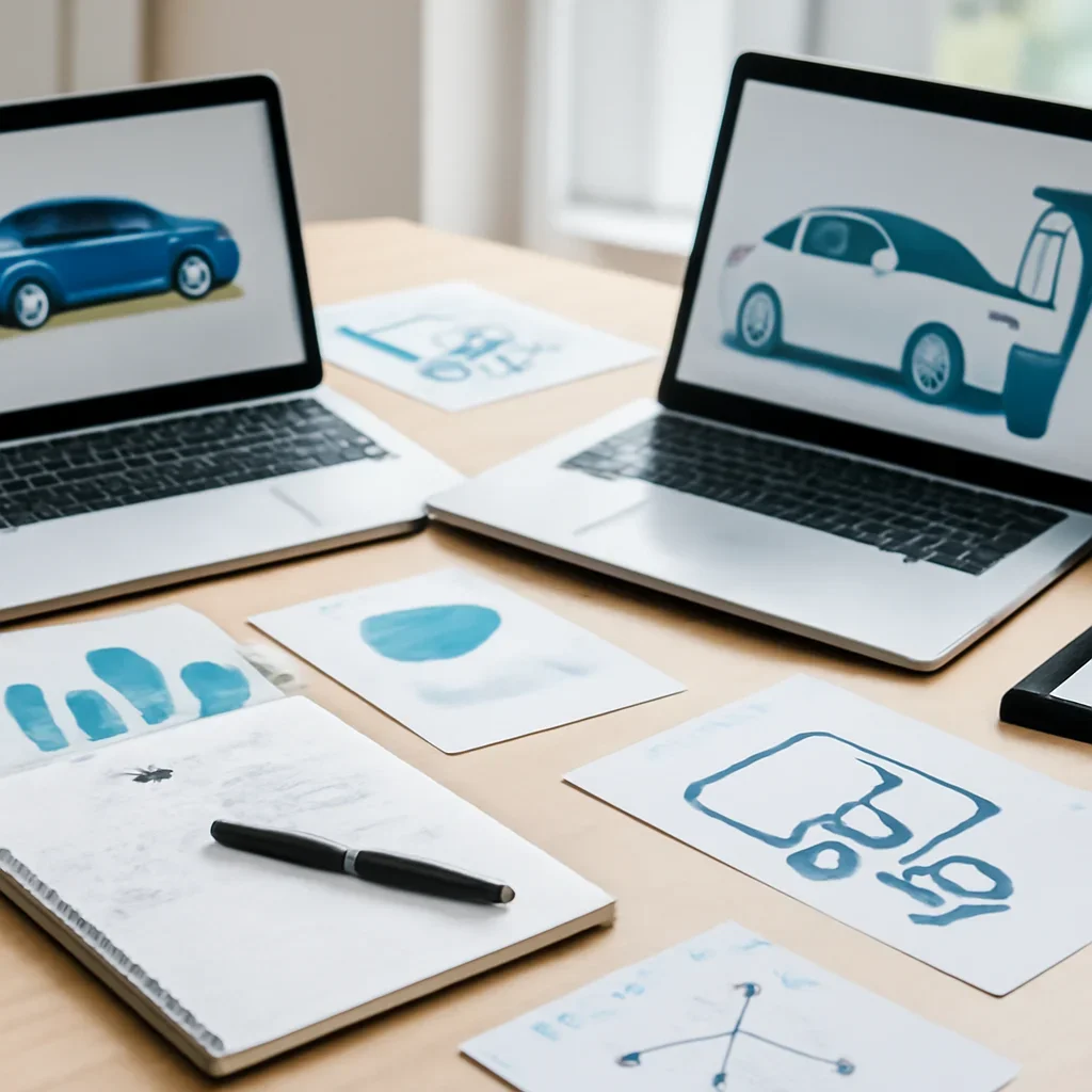 Supporting editorial image for Mobility News showing editorial workspace focused on EVs, automotive strategy, transport technology, and the startups changing how people and goods move, with laptops, notes, and clean magazine-style composition