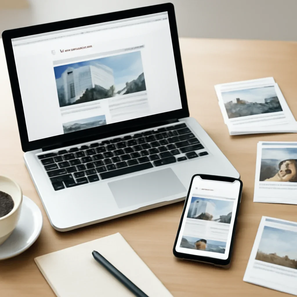 Call-to-action image for Newsletter featuring email newsletter mockup on laptop and phone beside coffee, notes, and highlighted story cards
