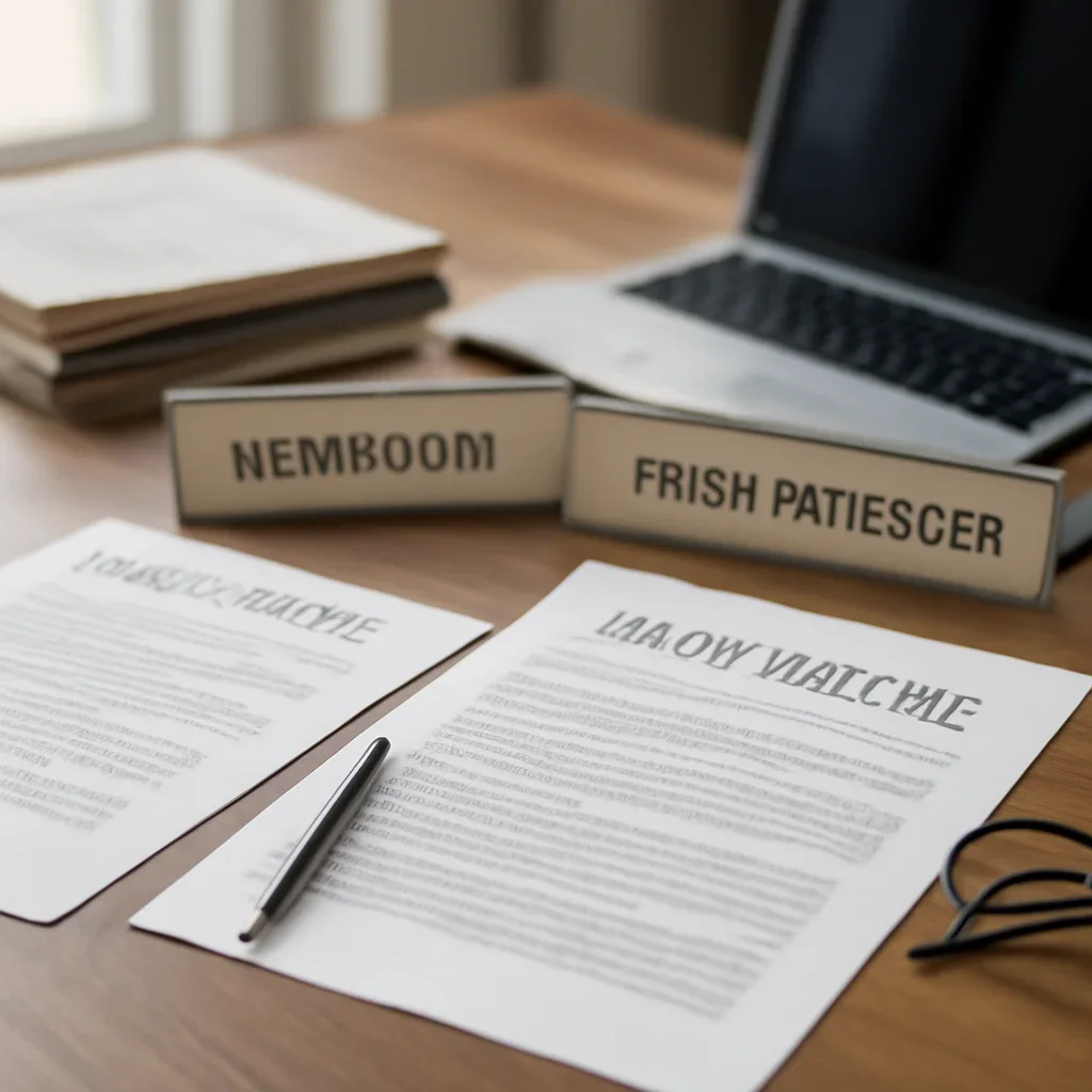 Context image for Press Releases featuring communications desk with press release documents, newsroom labels, and publishing notes