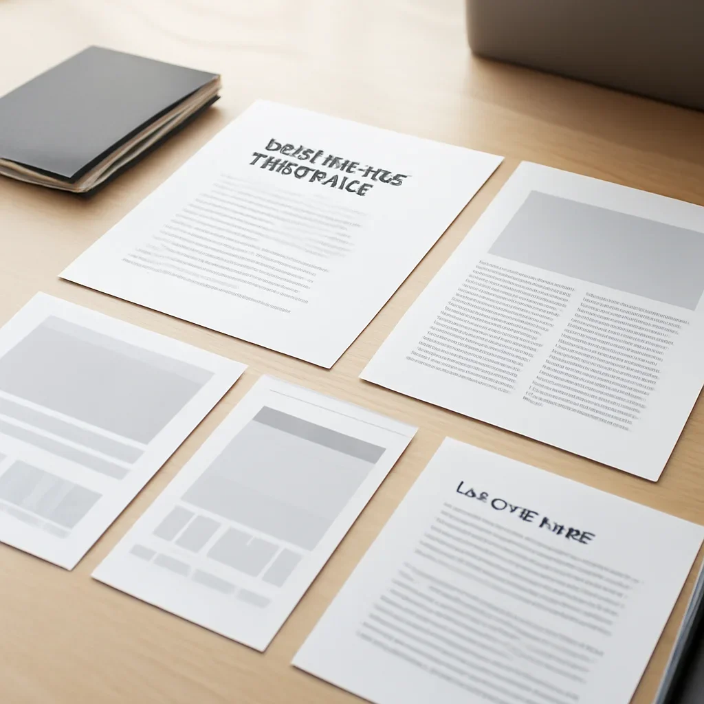 Supporting editorial image for Sponsored Content showing brand studio desk with campaign brief, article layout, design mockups, and disclosure notes