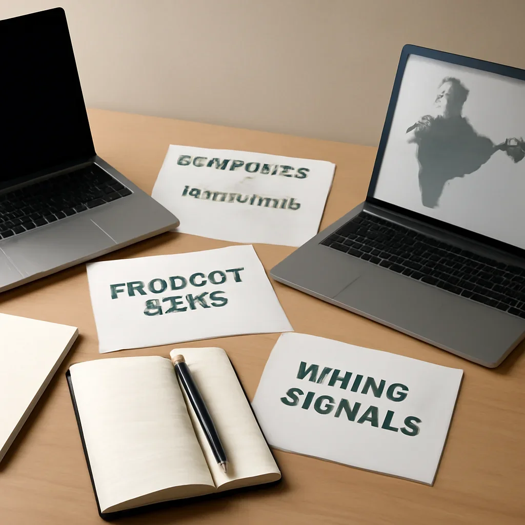 Call-to-action image for Startups featuring editorial workspace focused on funding rounds, founders, product bets, hiring signals, and the ecosystems shaping startup growth in India, with laptops, notes, and clean magazine-style composition