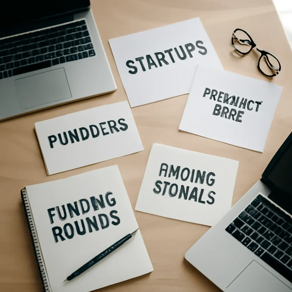 Context image for Startups featuring editorial workspace focused on funding rounds, founders, product bets, hiring signals, and the ecosystems shaping startup growth in India, with laptops, notes, and clean magazine-style composition