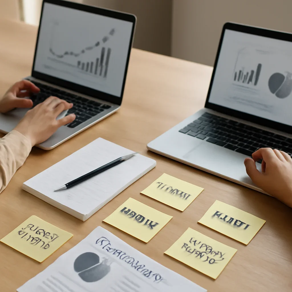 Supporting editorial image for Startups showing editorial workspace focused on funding rounds, founders, product bets, hiring signals, and the ecosystems shaping startup growth in India, with laptops, notes, and clean magazine-style composition